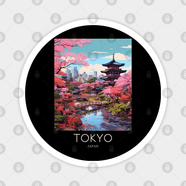 A Pop Art Travel Print of Tokyo Japan Magnet by Studio Red Koala